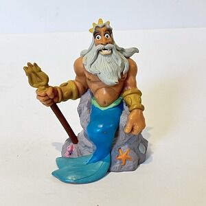 Vintage Disney's King Triton Holding Trident Little Mermaid Cake Topper Figure‎